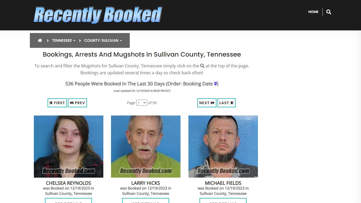 Bookings, Arrests and Mugshots in Sullivan County, Tennessee